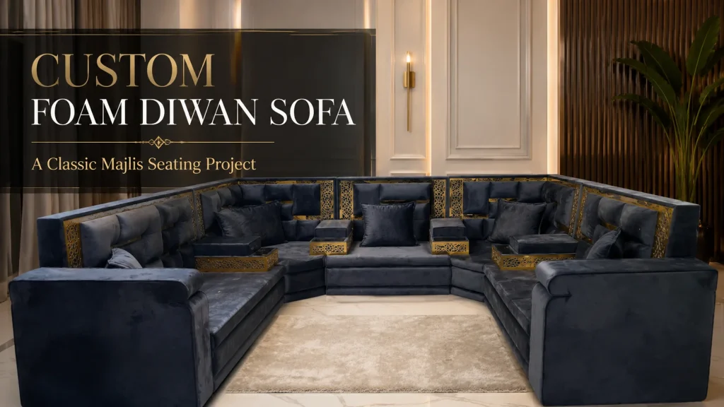 Custom Foam Diwan Sofa in Spring Lake, North Carolina A Classic Majlis Seating Project