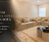 Custom cream and gold diwan sofa in a bright modern Majlis room